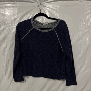 Eileen Fisher Blue Cotton Cropped Sweatshirt Size XS